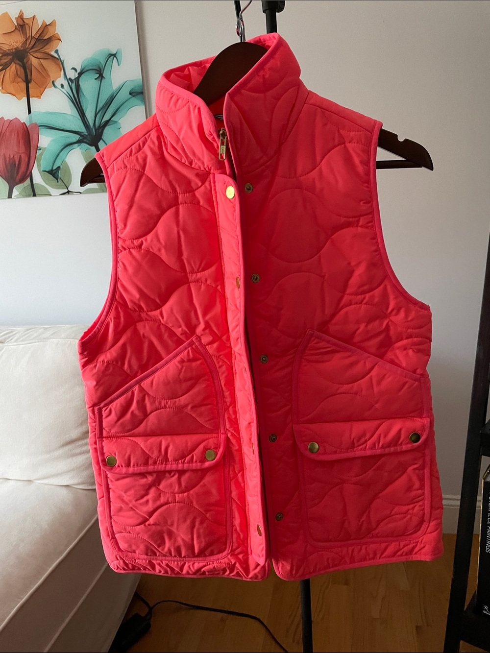 J Crew Sleeveless Quilted Vest in Coral - Women's Puff Vest